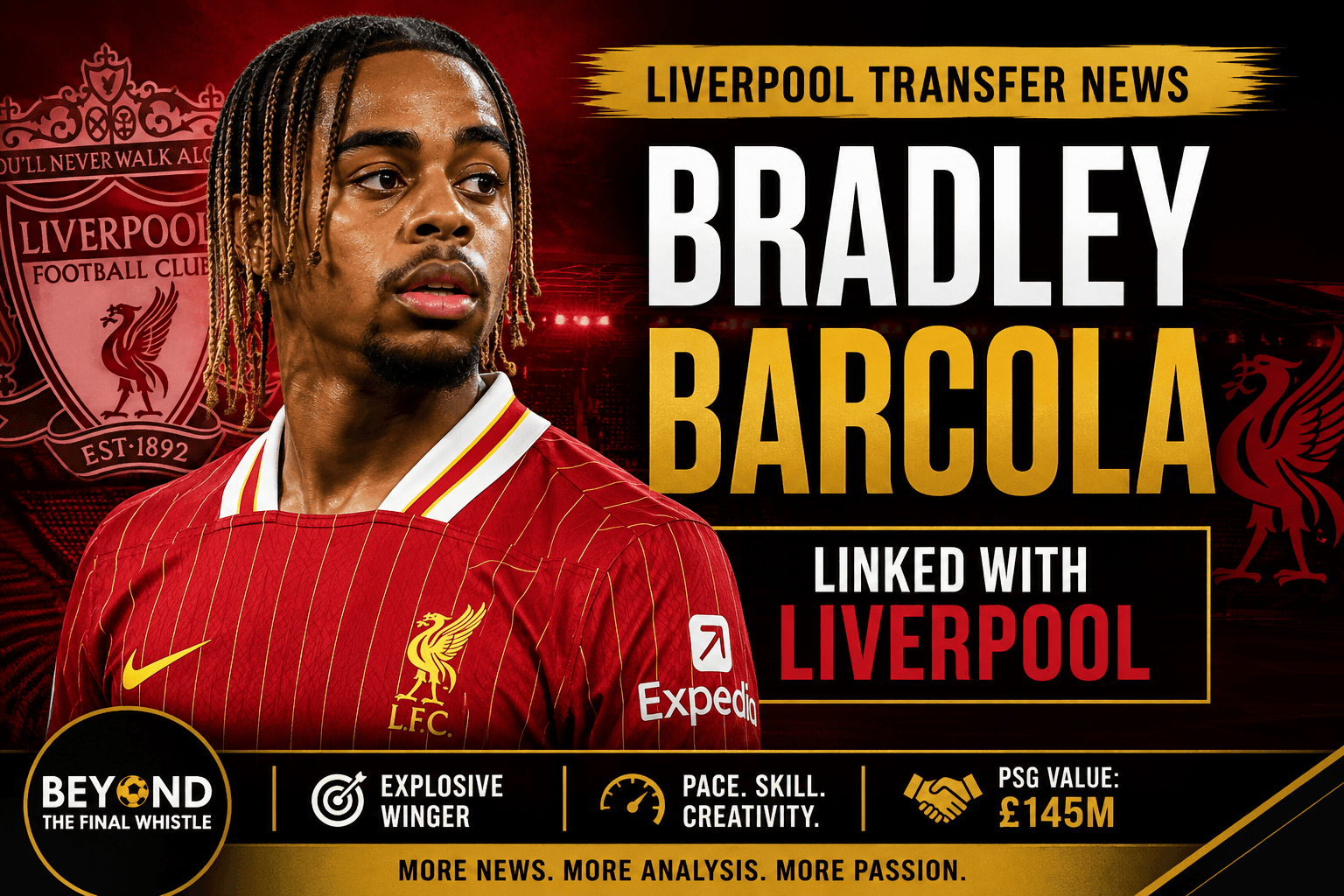 Liverpool Transfer News: Reds Push for Bradley Barcola as PSG Stand Firm on £145m Valuation